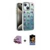 MARSİLYAN™- iPhone 14 Kılıf Zirve Modern Prime - Siyah Buffer Hayalet Cam Ekran Koruyucu + Raze Metal Kamera Lens - KI