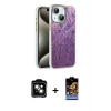 MARSİLYAN™- iPhone 14 Kılıf Zirve Modern Prime - Siyah Buffer Hayalet Cam Ekran Koruyucu + PVD Metal Kamera Lens - TU