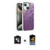 MARSİLYAN™- iPhone 14 Kılıf Zirve Modern Prime - Siyah Buffer Hayalet Cam Ekran Koruyucu + PVD Metal Kamera Lens - YL