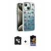 MARSİLYAN™- iPhone 14 Kılıf Zirve Modern Prime - Siyah Buffer Hayalet Cam Ekran Koruyucu + PVD Metal Kamera Lens - YL