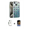 MARSİLYAN™- iPhone 14 Kılıf Zirve Modern Prime - Siyah Buffer Hayalet Cam Ekran Koruyucu + Shine Kamera Lens - YL