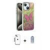 MARSİLYAN™- iPhone 14 Kılıf Zirve Modern Prime - Siyah Joko Magic 5D Cam + Mavi Shine Kamera Lens