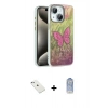 MARSİLYAN™- iPhone 14 Kılıf Zirve Modern Prime - Siyah Joko Magic 5D Cam + Sierra Blue Diamond Kamera Lens