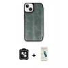 MARSİLYAN™- iPhone 14 Kılıf Zirve Yansıma Serisi - Şeffaf Pasifik Cam Ekran Koruyucu + PVD Metal Kamera Lens - YL