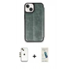 MARSİLYAN™- iPhone 14 Kılıf Zirve Yansıma Serisi - Şeffaf Pasifik Cam Ekran Koruyucu + Shine Kamera Lens - GD