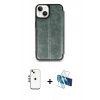 MARSİLYAN™- iPhone 14 Kılıf Zirve Yansıma Serisi - Siyah 3D Antistatik Cam Ekran Koruyucu + Shine Kamera Lens - GS