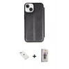 MARSİLYAN™- iPhone 14 Kılıf Zirve Yansıma Serisi - Siyah Bilvis 3D Cam Ekran Koruyucu + Diamond Kamera Lens - SABE