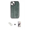 MARSİLYAN™- iPhone 14 Kılıf Zirve Yansıma Serisi - Siyah Bilvis 3D Mat Cam Ekran Koruyucu + Diamond Kamera Lens - PE