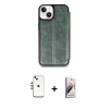 MARSİLYAN™- iPhone 14 Kılıf Zirve Yansıma Serisi - Siyah Bilvis 3D Mat Cam Ekran Koruyucu + Shine Kamera Lens - GS