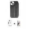MARSİLYAN™- iPhone 14 Kılıf Zirve Yansıma Serisi - Siyah Bilvis 3D Mat Cam Ekran Koruyucu + Shine Kamera Lens - SH