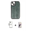 MARSİLYAN™- iPhone 14 Kılıf Zirve Yansıma Serisi - Siyah Bilvis 3D Mat Cam Ekran Koruyucu + Shine Kamera Lens - SH