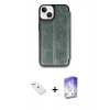 MARSİLYAN™- iPhone 14 Kılıf Zirve Yansıma Serisi - Siyah Bilvis 5in1 3D Magic Cam Ekran Koruyucu + Diamond Kamera Lens - SABE