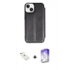 MARSİLYAN™- iPhone 14 Kılıf Zirve Yansıma Serisi - Siyah Bilvis 5in1 3D Magic Cam Ekran Koruyucu + Diamond Kamera Lens - SABE