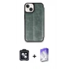MARSİLYAN™- iPhone 14 Kılıf Zirve Yansıma Serisi - Siyah Bilvis 5in1 3D Magic Cam Ekran Koruyucu + PVD Metal Kamera Lens - SH