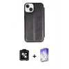 MARSİLYAN™- iPhone 14 Kılıf Zirve Yansıma Serisi - Siyah Bilvis 5in1 3D Magic Cam Ekran Koruyucu + PVD Metal Kamera Lens - TU