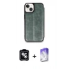 MARSİLYAN™- iPhone 14 Kılıf Zirve Yansıma Serisi - Siyah Bilvis 5in1 3D Magic Cam Ekran Koruyucu + PVD Metal Kamera Lens - GS