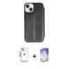 MARSİLYAN™- iPhone 14 Kılıf Zirve Yansıma Serisi - Siyah Bilvis 5in1 3D Magic Cam Ekran Koruyucu + Shine Kamera Lens - GS
