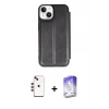 MARSİLYAN™- iPhone 14 Kılıf Zirve Yansıma Serisi - Siyah Bilvis 5in1 3D Magic Cam Ekran Koruyucu + Shine Kamera Lens - KI
