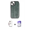 MARSİLYAN™- iPhone 14 Kılıf Zirve Yansıma Serisi - Siyah Bilvis 5in1 3D Magic Cam Ekran Koruyucu + Shine Kamera Lens - KI
