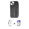 MARSİLYAN™- iPhone 14 Kılıf Zirve Yansıma Serisi - Siyah Bilvis 5in1 3D Magic Cam Ekran Koruyucu + Shine Kamera Lens - GD