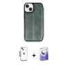 MARSİLYAN™- iPhone 14 Kılıf Zirve Yansıma Serisi - Siyah Bilvis 5in1 5D Magic Hayalet Cam Ekran Koruyucu + Shine Kamera Lens - MI