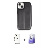 MARSİLYAN™- iPhone 14 Kılıf Zirve Yansıma Serisi - Siyah Bilvis 5in1 5D Magic Hayalet Cam Ekran Koruyucu + Shine Kamera Lens - GD