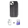 MARSİLYAN™- iPhone 14 Kılıf Zirve Yansıma Serisi - Siyah Bilvis 5in1 5D Magic Hayalet Cam Ekran Koruyucu + Shine Kamera Lens - MI