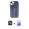 MARSİLYAN™- iPhone 14 Kılıf Zirve Yansıma Serisi - Siyah Bilvis 5in1 5D Magic Hayalet Cam Ekran Koruyucu + PVD Metal Kamera Lens - PE