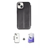 MARSİLYAN™- iPhone 14 Kılıf Zirve Yansıma Serisi - Siyah Bilvis 5in1 5D Magic Hayalet Cam Ekran Koruyucu + Shine Kamera Lens - GI