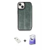 MARSİLYAN™- iPhone 14 Kılıf Zirve Yansıma Serisi - Siyah Bilvis 5in1 5D Magic Hayalet Cam Ekran Koruyucu + Diamond Kamera Lens - YL