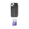 MARSİLYAN™- iPhone 14 Kılıf Zirve Yansıma Serisi - Siyah Bilvis 5in1 5D Magic Hayalet Cam Ekran Koruyucu