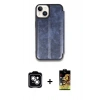 MARSİLYAN™- iPhone 14 Kılıf Zirve Yansıma Serisi - Siyah Buffer Cam Ekran Koruyucu + PVD Metal Kamera Lens - GS