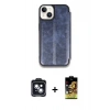 MARSİLYAN™- iPhone 14 Kılıf Zirve Yansıma Serisi - Siyah Buffer Cam Ekran Koruyucu + PVD Metal Kamera Lens - SH