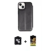 MARSİLYAN™- iPhone 14 Kılıf Zirve Yansıma Serisi - Siyah Buffer Cam Ekran Koruyucu + PVD Metal Kamera Lens - MI