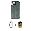 MARSİLYAN™- iPhone 14 Kılıf Zirve Yansıma Serisi - Siyah Buffer Cam Ekran Koruyucu + Shine Kamera Lens - KI