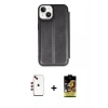 MARSİLYAN™- iPhone 14 Kılıf Zirve Yansıma Serisi - Siyah Buffer Cam Ekran Koruyucu + Shine Kamera Lens - KI