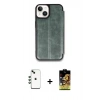 MARSİLYAN™- iPhone 14 Kılıf Zirve Yansıma Serisi - Siyah Buffer Cam Ekran Koruyucu + Shine Kamera Lens - YL