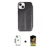 MARSİLYAN™- iPhone 14 Kılıf Zirve Yansıma Serisi - Siyah Buffer Cam Ekran Koruyucu + Shine Kamera Lens - YL