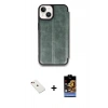 MARSİLYAN™- iPhone 14 Kılıf Zirve Yansıma Serisi - Siyah Buffer Hayalet Cam Ekran Koruyucu + Diamond Kamera Lens - KI