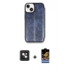 MARSİLYAN™- iPhone 14 Kılıf Zirve Yansıma Serisi - Siyah Buffer Hayalet Cam Ekran Koruyucu + PVD Metal Kamera Lens - PE