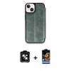 MARSİLYAN™- iPhone 14 Kılıf Zirve Yansıma Serisi - Siyah Buffer Hayalet Cam Ekran Koruyucu + PVD Metal Kamera Lens - MI
