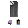 MARSİLYAN™- iPhone 14 Kılıf Zirve Yansıma Serisi - Siyah Buffer Hayalet Cam Ekran Koruyucu + Raze Metal Kamera Lens - SH
