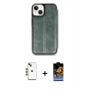 MARSİLYAN™- iPhone 14 Kılıf Zirve Yansıma Serisi - Siyah Buffer Hayalet Cam Ekran Koruyucu + Shine Kamera Lens - YL