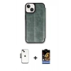MARSİLYAN™- iPhone 14 Kılıf Zirve Yansıma Serisi - Siyah Buffer Hayalet Cam Ekran Koruyucu + Shine Kamera Lens - SH