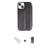 MARSİLYAN™- iPhone 14 Kılıf Zirve Yansıma Serisi - Siyah Joko Magic 5D Hayalet Cam + Diamond Kamera Lens - SABE