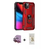 MARSİLYAN™- iPhone 14 Plus Kılıf Ahenk Klasik Koleksiyonu - Siyah Mat Seramik Nano Ekran Koruyucu + Kırmızı Raze Metal Kamera Lens