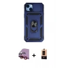 MARSİLYAN™- iPhone 14 Plus Kılıf Ahenk Klasik - Şeffaf Maxco Cam Ekran Koruyucu + Raze Metal Kamera Lens - KI