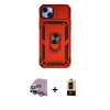 MARSİLYAN™- iPhone 14 Plus Kılıf Ahenk Klasik - Şeffaf Maxco Cam Ekran Koruyucu + Mor Raze Metal Kamera Lens