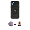 MARSİLYAN™- iPhone 14 Plus Kılıf Ahenk Klasik - Şeffaf Maxco Cam Ekran Koruyucu + Raze Metal Kamera Lens - SH