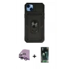 MARSİLYAN™- iPhone 14 Plus Kılıf Ahenk Klasik - Siyah 360 Mat Full Body Arka Koruyucu + Raze Metal Kamera Lens - MR